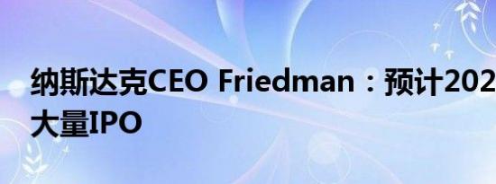 纳斯达克CEO Friedman：预计2025年将有大量IPO