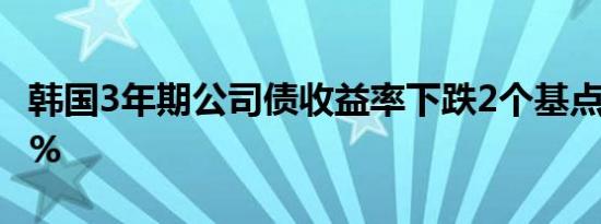 韩国3年期公司债收益率下跌2个基点至3.451%