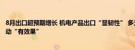 8月出口超预期增长 机电产品出口“显韧性” 多元化市场拉动“有效果” 