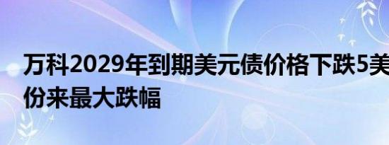 万科2029年到期美元债价格下跌5美分为3月份来最大跌幅