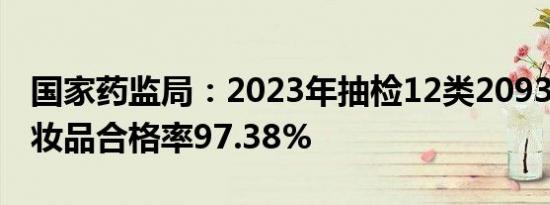 国家药监局：2023年抽检12类20936批次化妆品合格率97.38%