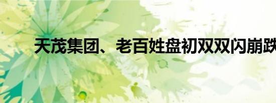 天茂集团、老百姓盘初双双闪崩跌停