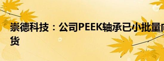 崇德科技：公司PEEK轴承已小批量向客户供货