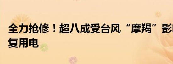 全力抢修！超八成受台风“摩羯”影响用户恢复用电