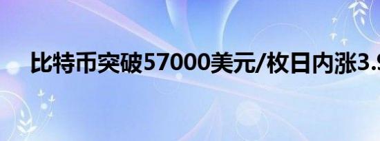 比特币突破57000美元/枚日内涨3.91%