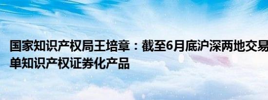 国家知识产权局王培章：截至6月底沪深两地交易所发行151单知识产权证券化产品