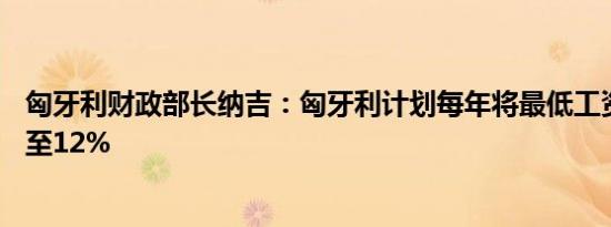 匈牙利财政部长纳吉：匈牙利计划每年将最低工资提高11%至12%
