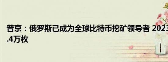 普京：俄罗斯已成为全球比特币挖矿领导者 2023年产量达5.4万枚