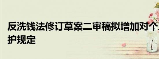 反洗钱法修订草案二审稿拟增加对个人隐私保护规定