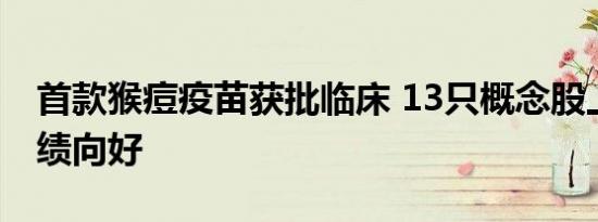 首款猴痘疫苗获批临床 13只概念股上半年业绩向好