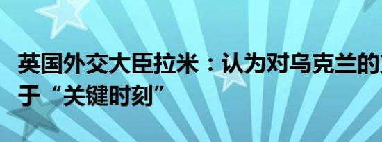 英国外交大臣拉米：认为对乌克兰的支持正处于“关键时刻”