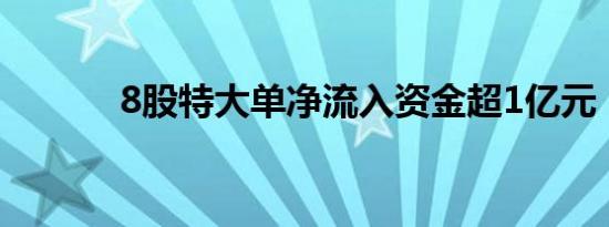 8股特大单净流入资金超1亿元 