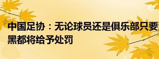 中国足协：无论球员还是俱乐部只要涉及假赌黑都将给予处罚