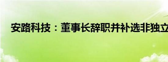 安路科技：董事长辞职并补选非独立董事