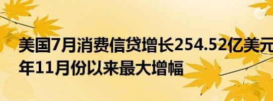 美国7月消费信贷增长254.52亿美元创2022年11月份以来最大增幅