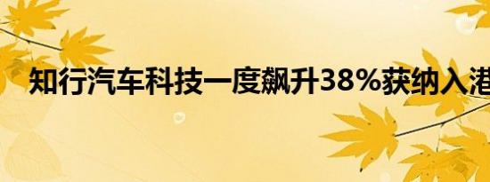 知行汽车科技一度飙升38%获纳入港股通