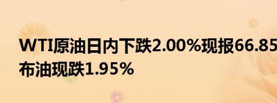 WTI原油日内下跌2.00%现报66.85美元/桶布油现跌1.95%