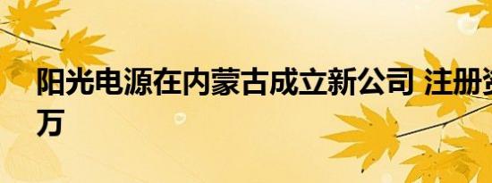 阳光电源在内蒙古成立新公司 注册资本100万