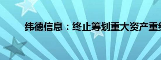 纬德信息：终止筹划重大资产重组