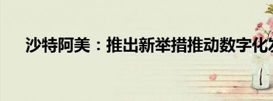 沙特阿美：推出新举措推动数字化发展