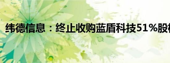 纬德信息：终止收购蓝盾科技51%股权事项