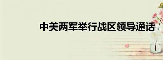 中美两军举行战区领导通话