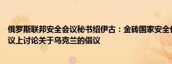 俄罗斯联邦安全会议秘书绍伊古：金砖国家安全代表将在会议上讨论关于乌克兰的倡议