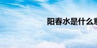 阳春水是什么意思
