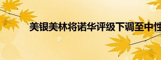 美银美林将诺华评级下调至中性