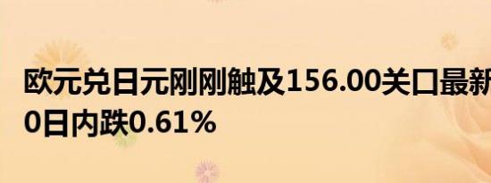 欧元兑日元刚刚触及156.00关口最新报156.00日内跌0.61%