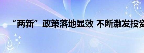 “两新”政策落地显效 不断激发投资活力