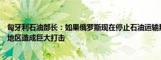 匈牙利石油部长：如果俄罗斯现在停止石油运输那将对整个地区造成巨大打击