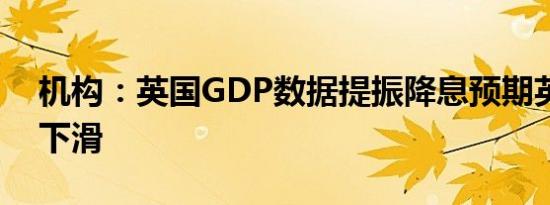 机构：英国GDP数据提振降息预期英镑承压下滑