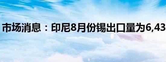 市场消息：印尼8月份锡出口量为6,436.27吨
