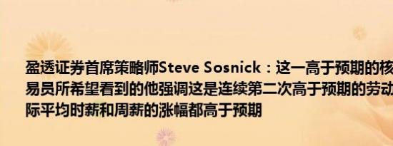 盈透证券首席策略师Steve Sosnick：这一高于预期的核心数据并非交易员所希望看到的他强调这是连续第二次高于预期的劳动力成本数据实际平均时薪和周薪的涨幅都高于预期