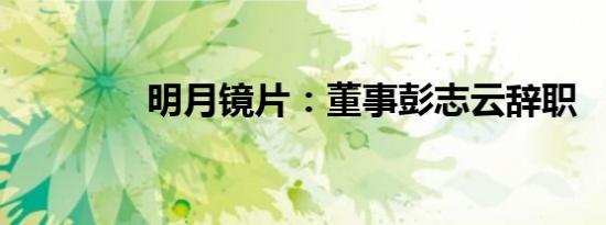 明月镜片：董事彭志云辞职