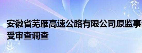 安徽省芜雁高速公路有限公司原监事邵长俊接受审查调查