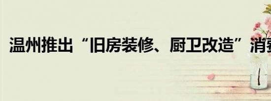 温州推出“旧房装修、厨卫改造”消费补贴
