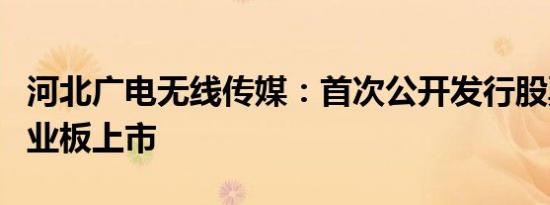 河北广电无线传媒：首次公开发行股票并在创业板上市