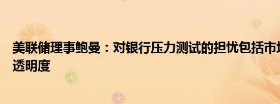 美联储理事鲍曼：对银行压力测试的担忧包括市场波动性和透明度
