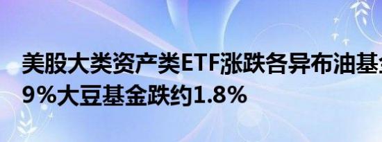 美股大类资产类ETF涨跌各异布油基金收跌2.9%大豆基金跌约1.8%