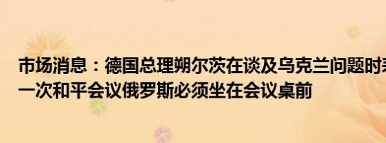 市场消息：德国总理朔尔茨在谈及乌克兰问题时表示需要另一次和平会议俄罗斯必须坐在会议桌前