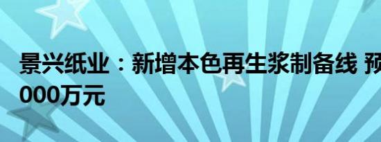 景兴纸业：新增本色再生浆制备线 预计投资3000万元