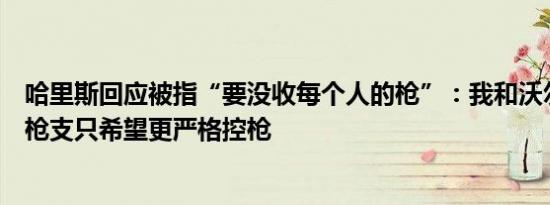 哈里斯回应被指“要没收每个人的枪”：我和沃尔兹都拥有枪支只希望更严格控枪