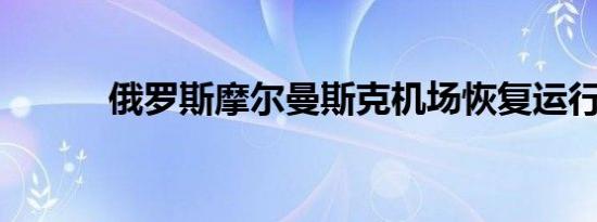 俄罗斯摩尔曼斯克机场恢复运行