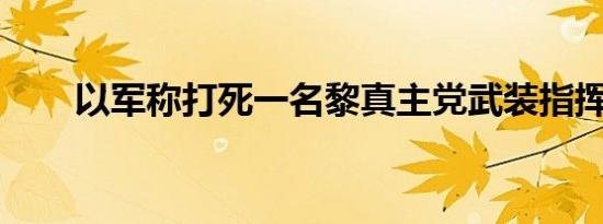 以军称打死一名黎真主党武装指挥官