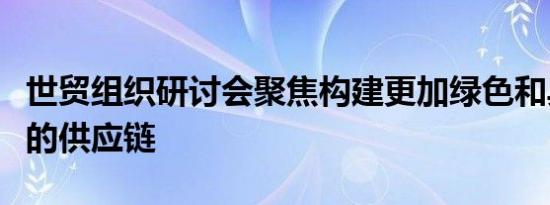 世贸组织研讨会聚焦构建更加绿色和具有韧性的供应链