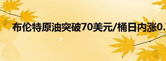布伦特原油突破70美元/桶日内涨0.76%