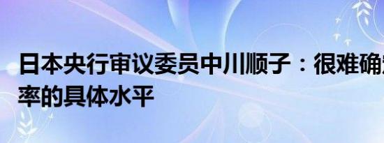 日本央行审议委员中川顺子：很难确定中性利率的具体水平