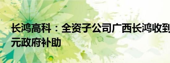 长鸿高科：全资子公司广西长鸿收到5000万元政府补助